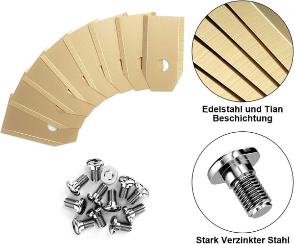 Titanersättningsblad för gräsklippare, 30-pack gräsklipparblad, gräsklippartillbehör med skruvar