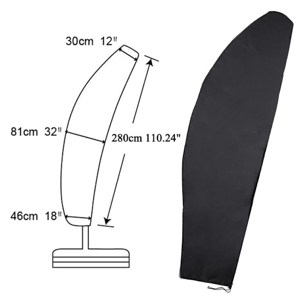 (280cm) Aurinkovarjon suojus, puutarhavarjon suojus, UV-suoja/tuulensuoja/vedenpitävä Oxford-kangassuojus, tuuletusaukollinen rantasuoja