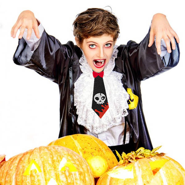 Halloween-solmio, lasten Halloween-juhlan asusteet, tanssiesitys, lepakko, pääkallo-solmio (1 kpl, satunnainen tyyli)