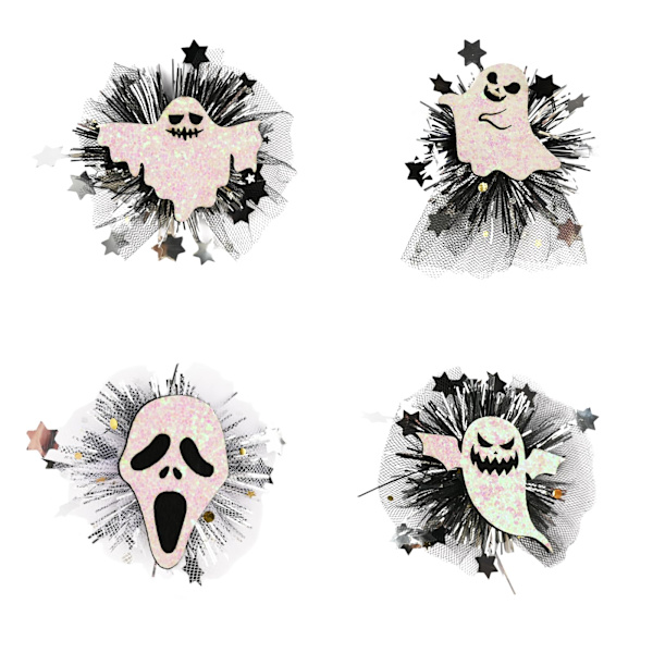 Halloween-hiuspidikkeet 4 kpl hiuskoristeet, hiuspidikkeet, hiuskoristepidikkeet haamudekoraatio tanssiaiskoriste pääpanta hiuskoristeet tytölle