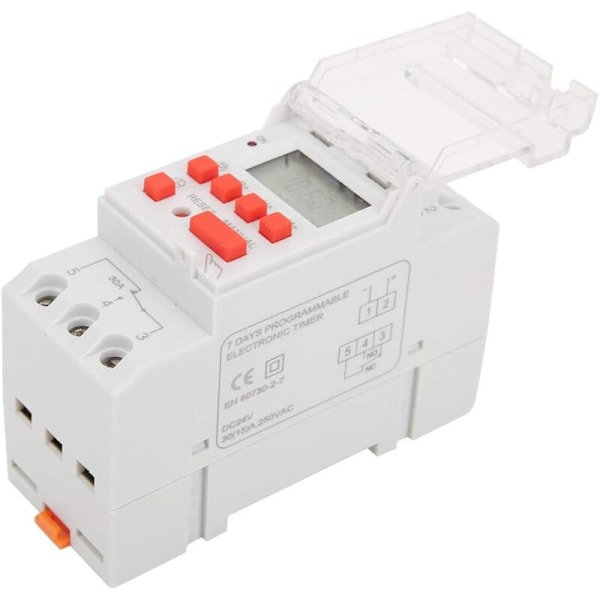DC 24 V ajastin, 30 A viikoittain 12/24 tuntia, ohjelmoitava ajastin, 16 päälle/pois päältä päivässä, LCD elektroninen digitaalinen ohjaus, aikarele vedenpitävällä suojuksella