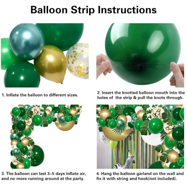 152 stk Grønne Ballondekorationer Jungle Party Ballonbue, med Kunstige Tropiske Blade til Fødselsdagsfest