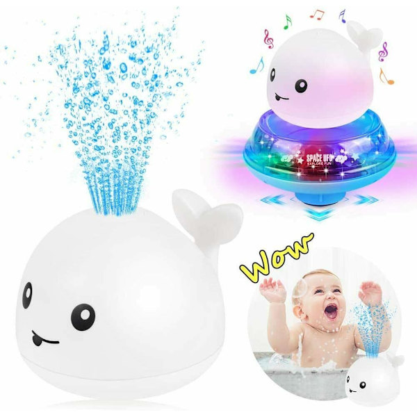 Baby Badleksaker 6 7 9 Månader Flytande Fontän Söta Val Badkar Spray Simning Sprinkler LED Glitter Mobil Vagn