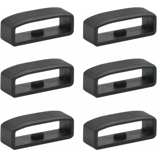 Retainer Buckle for 22mm Watch Band, Silicone Ring Rubber Buckle, Replacement Rings for Watch Bands 6pcs Black