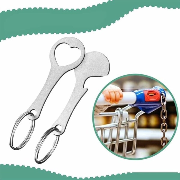 UNIVERSAL PASS-PARTOUT for supermarket trolley,Caddy key ring, stainless steel caddy token key,Passe Partout for Shopping Carts (2 Pieces) Love + cr