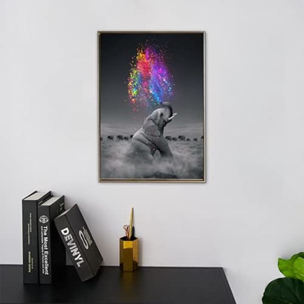 5D Diamantmålningssatser, Färgglad stjärngrå elefant Full Drill Art Crystal Diamond Broderi Korsstygnsmålningar Konst, DIY Craft Målningar Ki