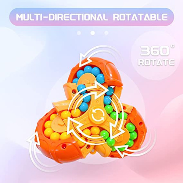 3PC 3D-puslespill magisk kubebønneleke, roterende fingerspeed kubeleke for voksne, praktisk spinner fidget-leke, jul, bursdag, nyttårsgave for barn A