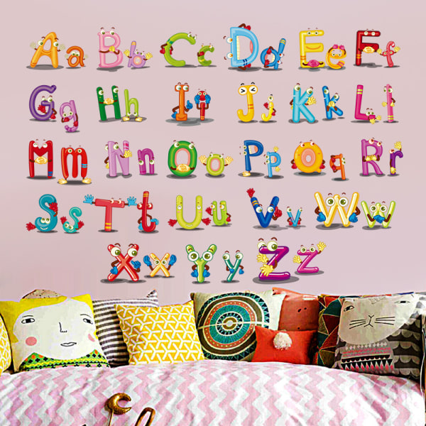ABC English Alphabet -seinätarrat, lastenhuonetarrat, eläin