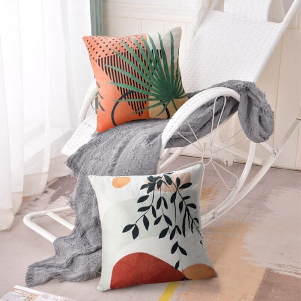 Lot med 4 45 x 45 cm Taie dekorative pudebetræk til fløjlssofa klassisk pudebetræk til hus lounge blad blade