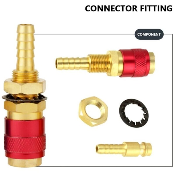 Hurtigkoblinger, 2 stk. 8 mm gas- og vand-hurtigkobling, ilt-hurtigkobling, TIG-fitting, vandkølet adapter til MIG TIG-svejsebrænder