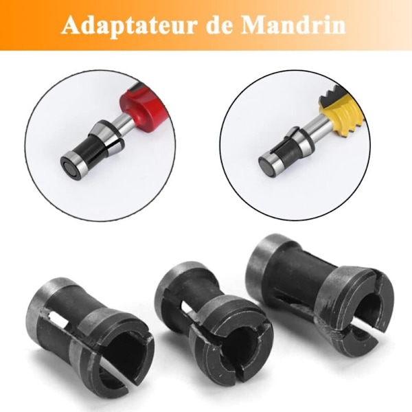 3st Collet chuckhuvud i HSS, åtdragningspincettadaptertillbehör snickeriomvandlare för fräsborrmaskin gravyr - 6mm 6.35mm 8mm