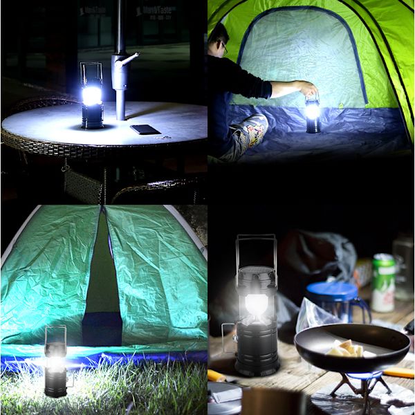 Campinglys - Solcelledrevet campinglys Hestelykt Multifunksjonell LED utendørs vanntett oppladbar lys Bærbar USB oppladbar campinglys