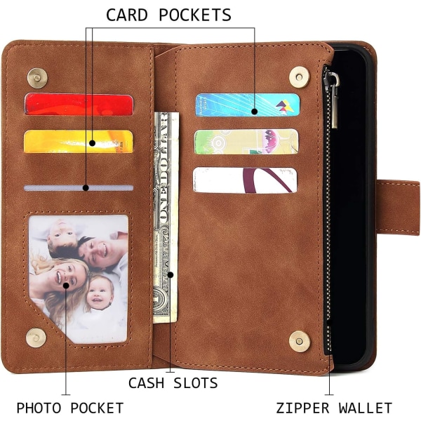 (Brunt) lommebokdeksel til iPhone 12 Pro 6,1 tommer (telefon følger ikke med