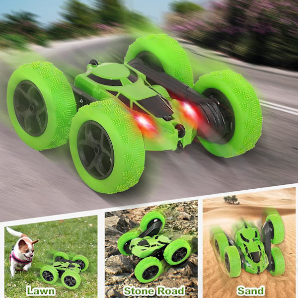 RC-bil Stunts RC-bil, 90 minuters speltid, 2,4 GHz dubbelsidig 360° roterande RC Crawler-bil med strålkastare, 4WD Off-Road Drift RC Racing Toy