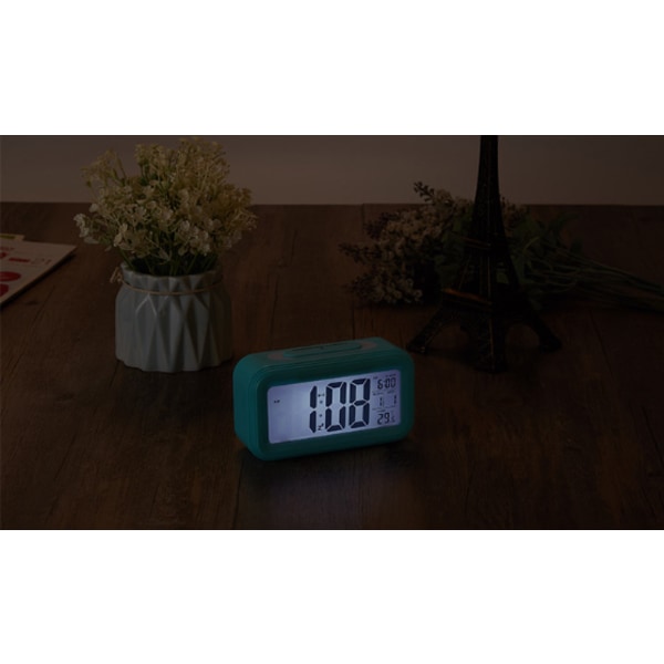 Svart digital väckarklocka morgon väckarklocka, tyst batteridriven digital väckarklocka för barn vuxna stor LED-display temperaturkalender