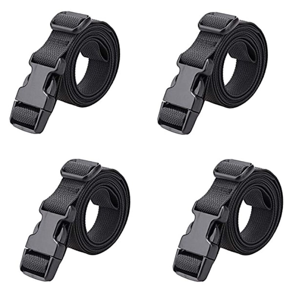 4 stycken med snabbspänne 25 mm Liten plastspärr resväska för bagage bagagefixering flytt (svart - 25 mm, 1,8 m)