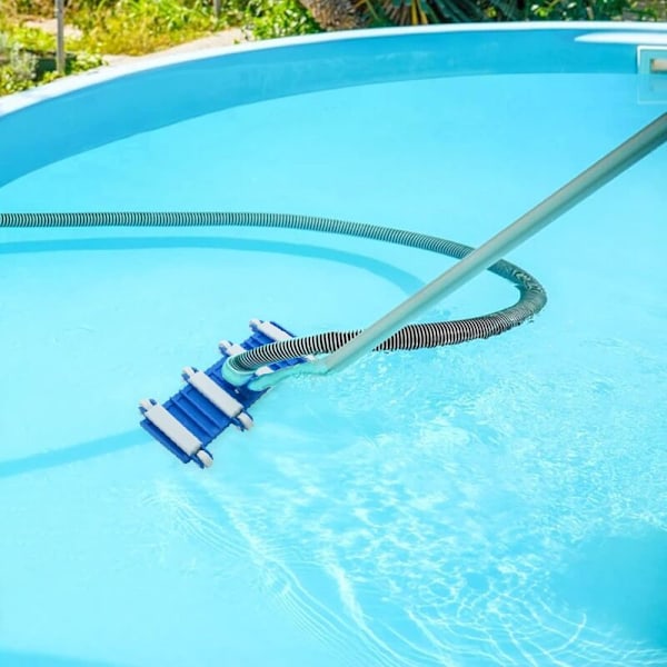 1 pool dammsugare med hjul, 14-tums robust huvud, flexibel pool dammsugare med pivot (stång ingår ej)