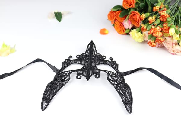 Damer Maskerad Mask Svart Katt Spets Mask 3st
