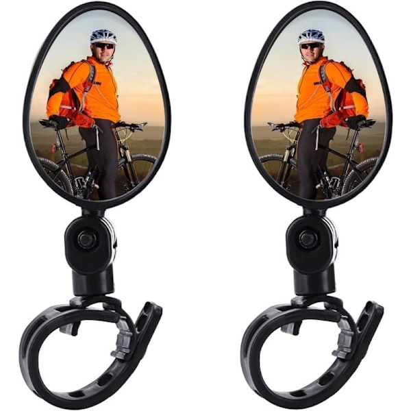 2 Sykkel bakspeil, sykkel speil, 360° justerbar, for styre 15-35mm, sykkelstyre bakspeil, sykkel speil for sykling, terrengsykkel, e