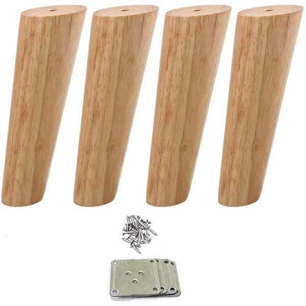 4 stk. træmøbelben, koniske sofaben, massive træmøbelben, 20 cm