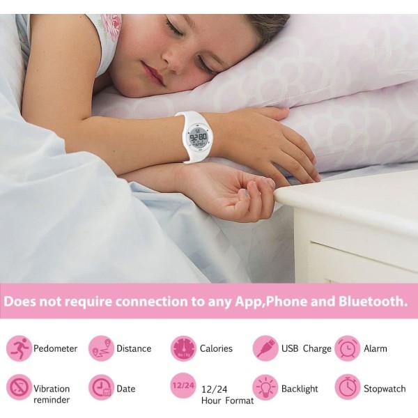 Children's Digital Watch with Stopwatch, Lighting, Alarm, Date, Pedometers Walking Not Connected-Sports Watches for Girls Boys with Silicone Strap