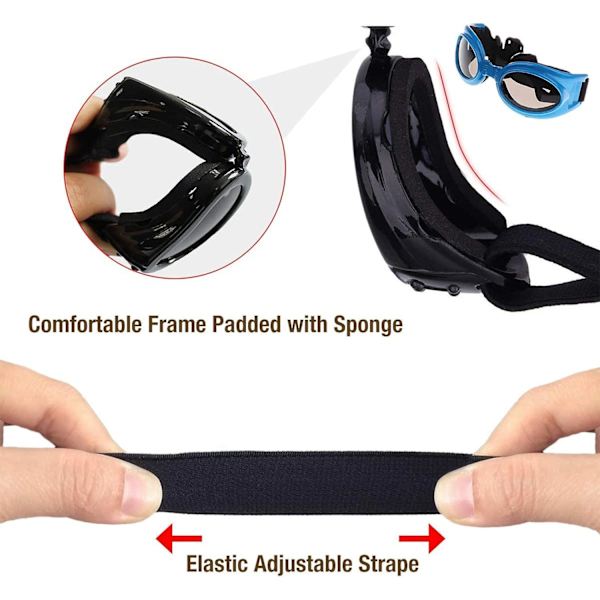 Hunde Goggles Hund Solbriller Kjæledyr Solbriller for UV-beskyttelse Hunde Goggles Vanntett Beskyttelse for Små og Mellomstore Hunder