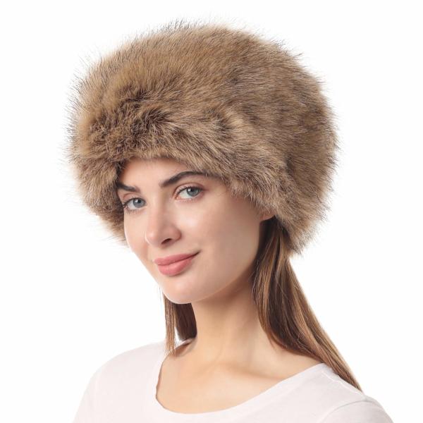 Damer Vinter Faux Fur Hat Stretch Cossack Russisk Stil Hvid Termisk Hue