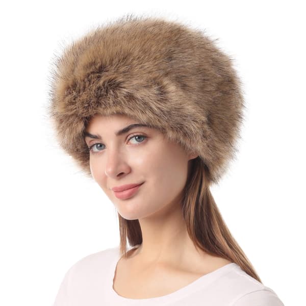 Dames Vinter Faux Fur Hat Stretch Cossack Russisk Stil Hvit Termisk Lue