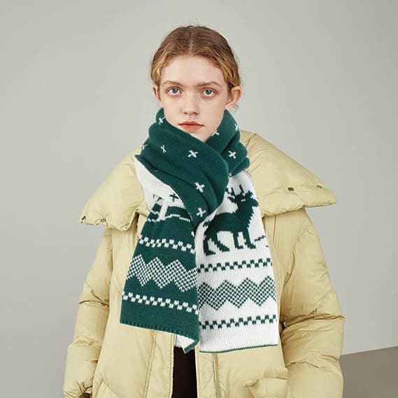 Unisex Jule Renser Snefnug Tørklæde Efterår Vinter Varm Strik Langt Tørklæde
