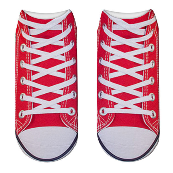 Imitation Sock Sandals 4 Par (37-43) Fancy 3D Mönster Tryckta Strumpor Flip-Flops Elastisk Bomull Anti-Svett Och Andas Låga Ankelstrumpor För Kvinnor Mig