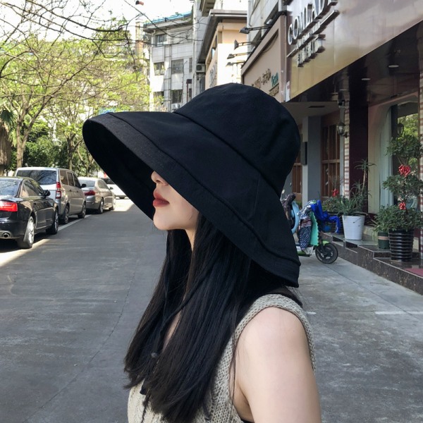 Bredskygget Bucket Hat, Beskyttelsesvurderet Rejse Strand Solhat med Semi-Stiv Justerbar Foldbar Skygge
