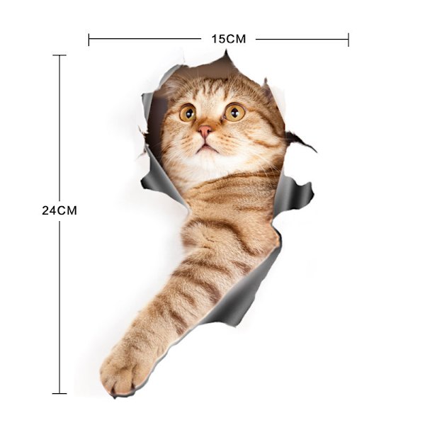 2-delad spoltoalettdekal i PVC-material, väggdekoration, katttema kommer ut ur hålet, väggdekal, färgglad väggdekal (16*23,4 cm)