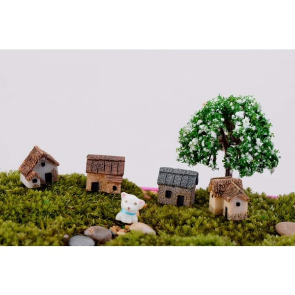 4 STK Miniature Havearbejde Landskab Micro Village Stenhuse Mi
