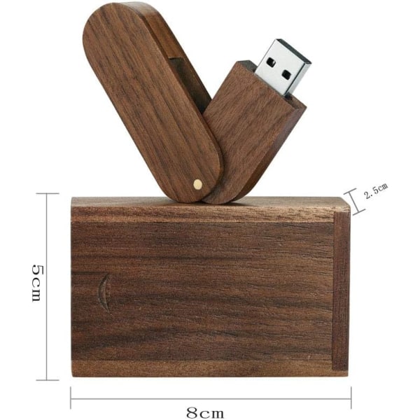 USB-flashdrev, 32GB avanceret roterende massivt træ high-speed USB 2.0-flashdrev, hukommelsespind datalagring, ophængt tommelfingerhjul med træetui