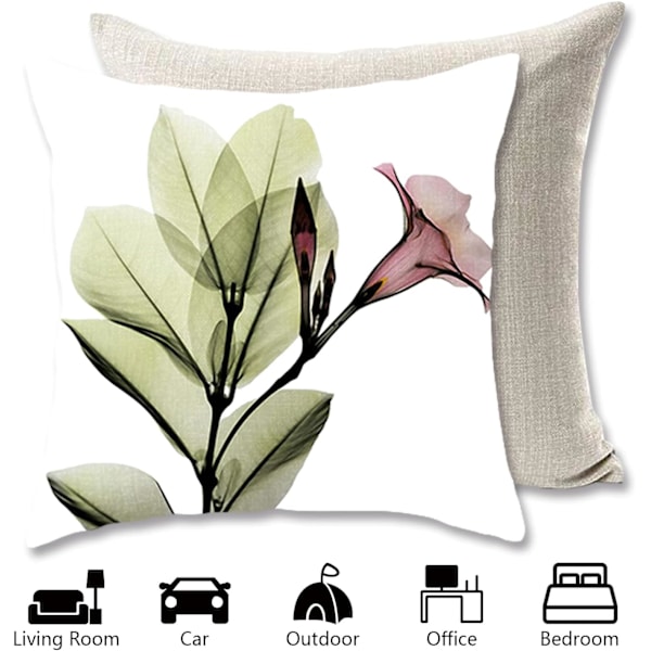Putetrekk 45 x 45 cm, sett med 4 bomulls- og linputetrekk for utendørs hagesofa seng sofa puter