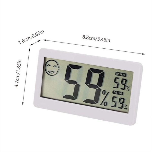 Digital hygrometertermometer, hushållstermohygrometer LCD-skärm Temperatur Fuktighet Tidsinspelare Monitor 2-i-1 mätare