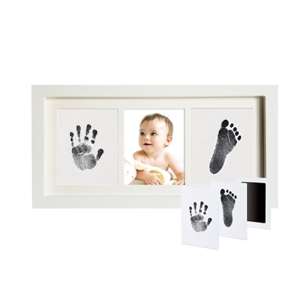 Vakkert håndavtrykksett og fotavtrykk fotoramme for nyfødte, un