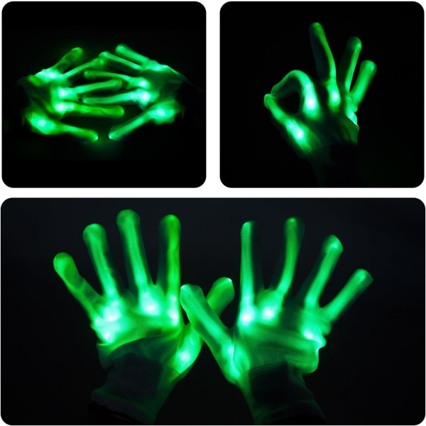 1 par (grønn) - lysende LED fullfinger hansker hansker-beste gave