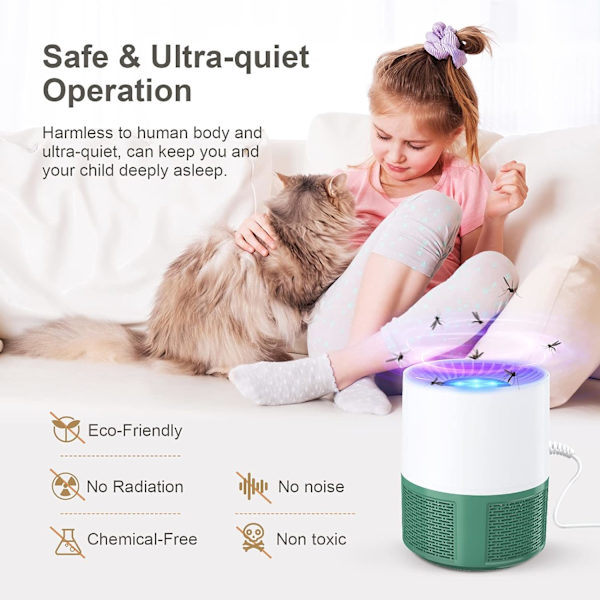 Flugdödare, Myggdödare Lampa USB Flugdödare Elektrisk Bug Zapper Tyst UV Myggdödare Lampa Bärbar Fruktflugefångare för Inomhus Utomhus Hom
