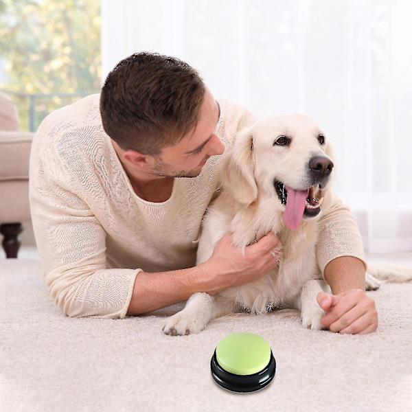 Inspelningsbar Hund Pratknapp Röst Ljud Interaktiv Leksak Husdjur Svar Buzzer_h