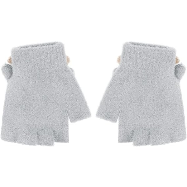 Barnehage Varm Hansker Vinter Fingerless Konvertible Flip Hansker Studenter Strikking Skriving Sykling Løping Halv Finger Flip Hansker Egnet for Gutter