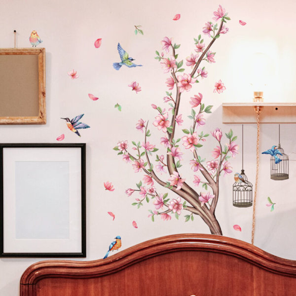 Vægstickers blomstergren pink vægstickers væg vægstickers på gren blomster magnolia til soveværelse tv-væg