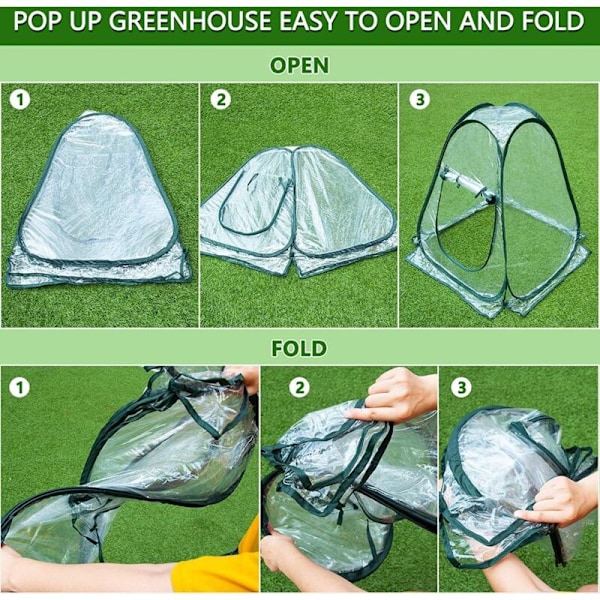 Mini Pop Up drivhus - Lite vintertelt for planter - Blomsterpotte - Mini drivhus - Vinterbeskyttelse for planter (70 x 70 x 80 cm)