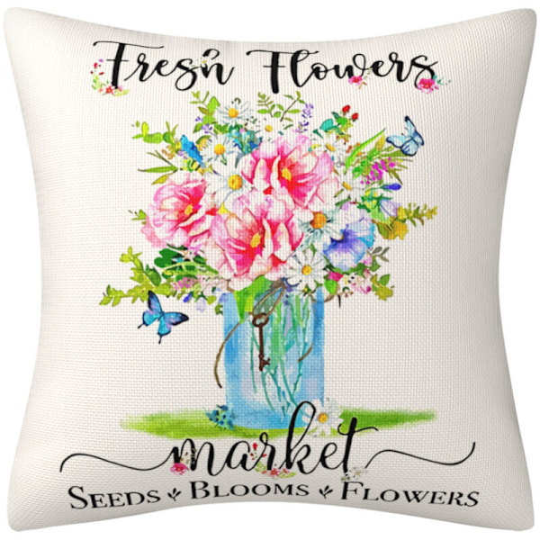 Dekorativt putetrekk Gård vårplante Blomst Sofa Sofa Firkantet putetrekk 45x45cm Trekk Utendørs Vanntett Pute For Sofa Hus Salong Hage 4