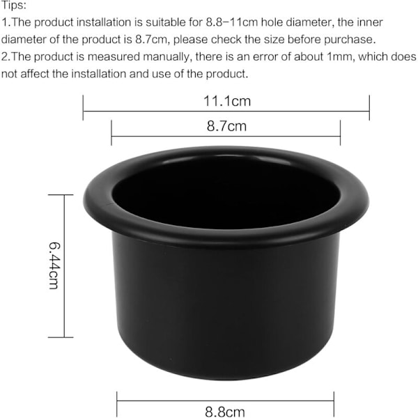 4 st Mugghållare, Dryckeshållare Svart Universal Mugghållare för Bil Båt Soffa Marin Husbil Yacht (Innerdiameter: 8,5 cm)