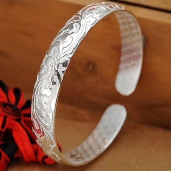 Dame Smykker 999 Sterling Sølv Armbånd Fashion Manchet Bangle Kæde Armbånd