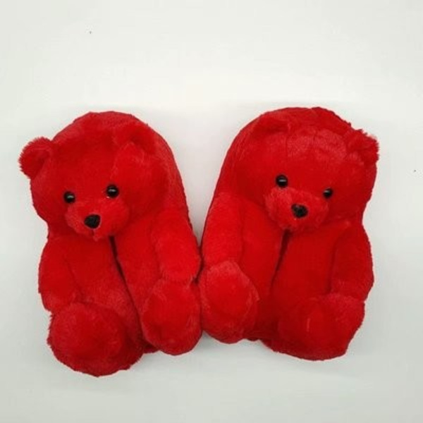 Teddybjörns tofflor, gosedjurstofflor, varma vinterskor, en storlek passar alla