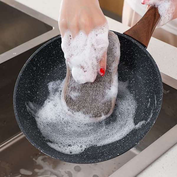 Set med 8 tvättbara mikrofiberdisktrasor, perfekt för non-stick kastruller och stekpannor