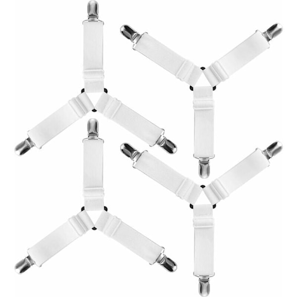 4 st Triangel Kläder Elastiskt Skydd Fixering Justerbar Stödband för sängkläder, lakan, strykbrädsöverdrag, madrass, soffa