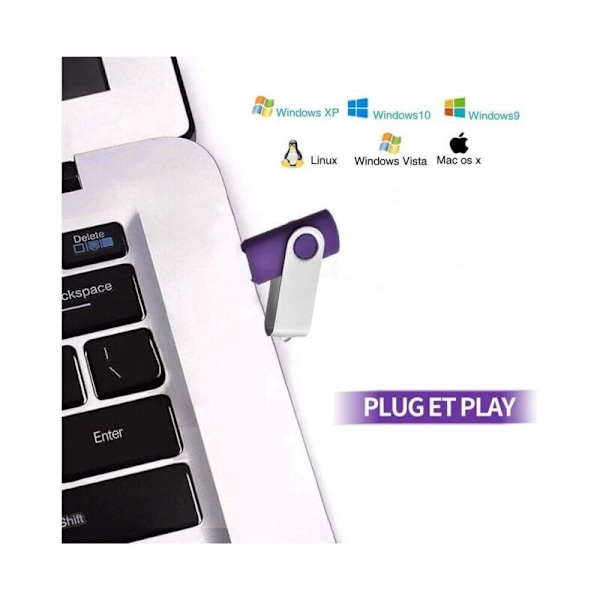 Parti med 2 (32g, rød/lilla) USB-nøgle 32 GB USB 2.0 Flash Drive Drev Nøgle USB Drejelig Med Snore Gave Til Børn og Venner